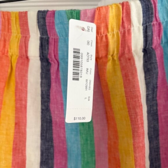 J.Crew Pull-on linen skirt in rainbow stripe Size L - Picture 3 of 3